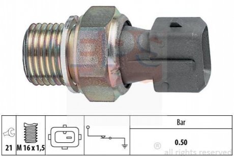 Датчик давления масла Citroen Jumper/Peugeot Partner 1.8/1.9/2.0/2.5TDi 94- (0.5 bar) (серый) EPS 1.800.116 (фото 1)