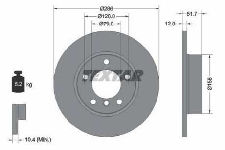 Диск тормозной (передний) BMW 3 (E36) 90-00/Z3 (E36) 95-03 (286х12) TEXTAR 92055503