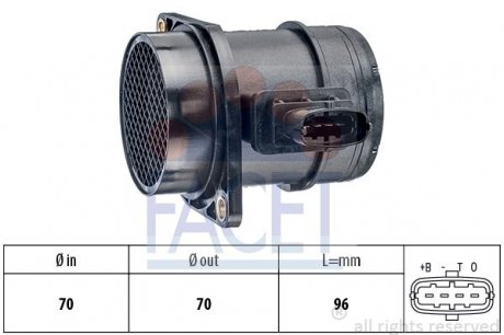 Расходомер воздуха Fiat Doblo 1.3MJTD 05- FACET 10.1299 (фото 1)