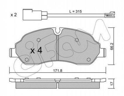 Гальмівні колодки перед. Ford Transit 2.0- 2.2 13- CIFAM 822-1032-0