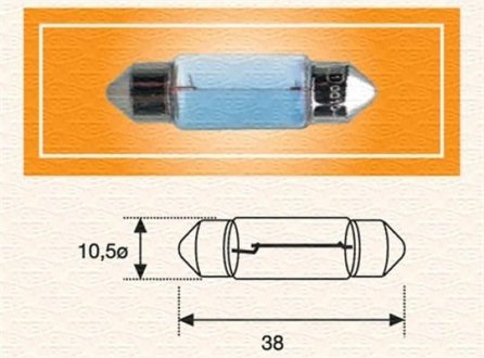 C10W 24V автолампа пальчикова (38мм) MAGNETI MARELLI C10W 24