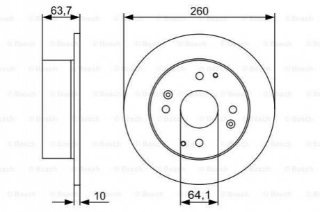 Диск гальмівний (задній) Honda Accord VI 98-02 (260x10) BOSCH 0986479504