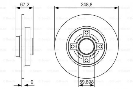 Диск гальмівний CITROEN/PEUGEOT C4/307 "R "04>> PR2 BOSCH 0986479S42 (фото 1)