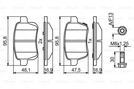 Колодки тормозные BOSCH 0986494825