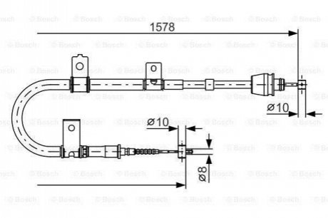 HYUNDAI трос ручного гальма прав.Elantra 00- BOSCH 1987482167