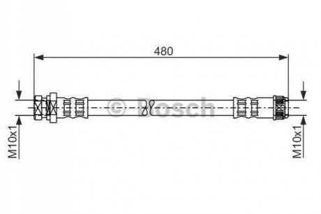 Шланг гальмівний (задній) Opel Movano 00- (L) (L=455mm) BOSCH 1987481074