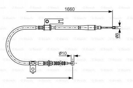 MAZDA трос ручного гальма задн. прав. 323 -04 BOSCH 1987482153