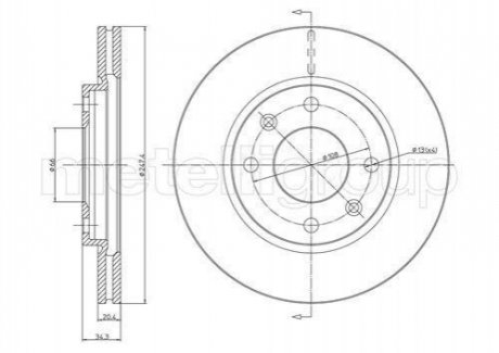 Диск тормозной (передний) Citroen AX/Saxo 96-05 (247x20.5) CIFAM 800-238