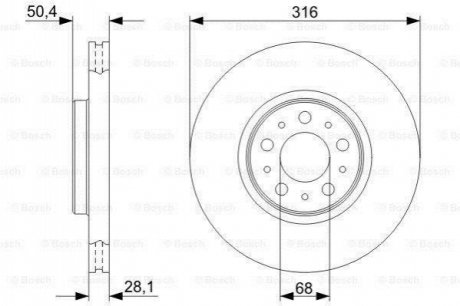 Диск гальм. передн. Volvo XC 90 02- (316*28) BOSCH 0986479C85