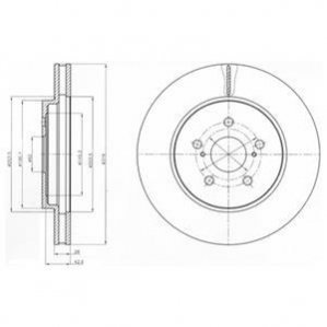 Диск тормозной (передний) Lexus RX 03-12 (319x28) Delphi BG4253