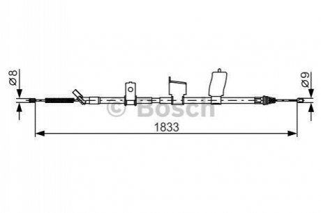 Трос ручника (задній) (L) Nissan Qashqai1.5/1.6/2.0 dCi 07-14 (1833mm) BOSCH 1987482340