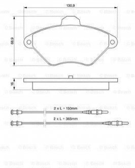 Колодки гальмівні (передні) Citroen Xantia 93-03 (з датчиками) BOSCH 0986424278