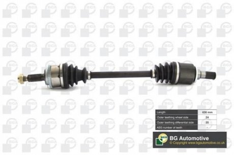 Піввісь Kia Picanto 1.0/1.1i -11 (24/25) 630mm Л. BGA DS3604L