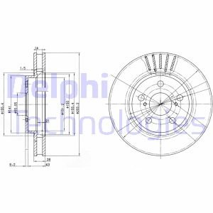 Диск гальмівний TOYOTA Carina E "F D=255mm "92-97 Delphi BG3187