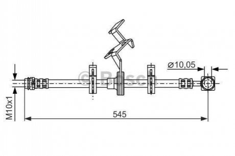 DB шланг гальмівний передн. лів.ML W163 -05 BOSCH 1987481077 (фото 1)