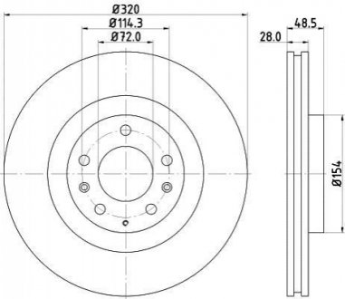 Диск тормозной (передний) Mazda CX-7/CX-9 06- (320x28) HELLA 8DD355118-201 (фото 1)