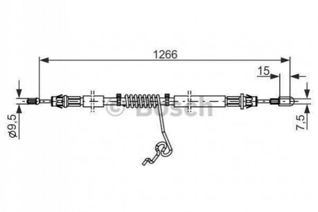 Трос ручника (задній) (R) Ford Transit 06-14 (1266/1066mm) BOSCH 1987482281