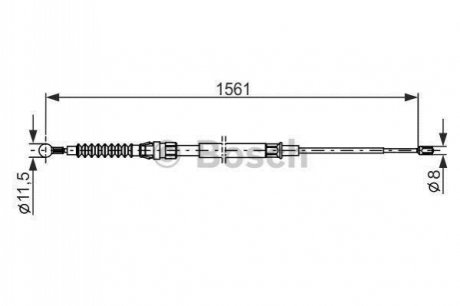 VW трос ручн.гальма лів./прав. Touran 07- BOSCH 1987482264