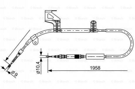 Гальмівний трос 1958mm AUDI A6 \'\'RL \'\'97-04 BOSCH 1987477603 (фото 1)