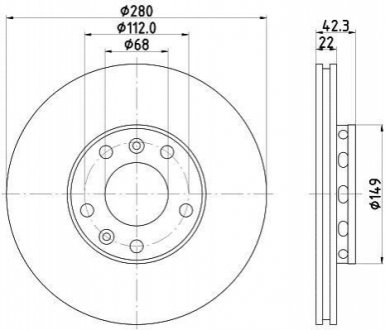 Диск тормозной (задний) Audi A8 02-10/VW Phaeton 02-16 (280x22) HELLA 8DD355113-321 (фото 1)