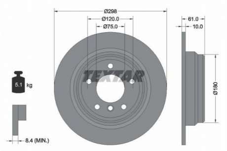 Диск тормозной (задний) BMW 5 (E39) 95-03 (298x10) TEXTAR 92076603