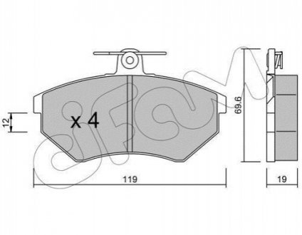 Колодки тормозные (передние) Audi A4 95-01/VW Golf III/IV -02/Caddy II -04/Vento -98 CIFAM 822-050-2