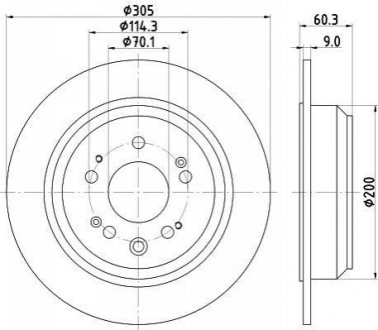 Диск тормозной (задний) Honda Accord VIII/IX 08- (305x9) HELLA 8DD 355 116-111