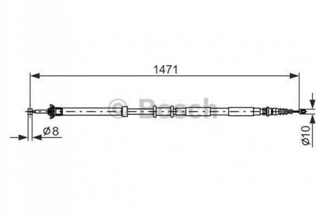 Трос ручн. гальм. прав. FIAT PANDA 04- BOSCH 1987477970