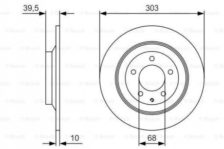 Диск тормозной (задний) Mazda CX-5 11- /CX-8/ CX-30 18- (303x10) BOSCH 0986479V04 (фото 1)