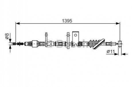 Трос гальм. задн прав. SUZUKI -99 BOSCH 1987482089