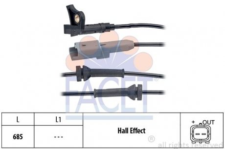 Датчик ABS (передний) Citroen C4 I/Peugeot 307 03-09 FACET 21.0035