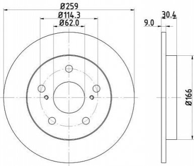 Диск тормозной (задний) Toyota Auris 07-12/Corolla 06- (259x9) HELLA 8DD355118-981