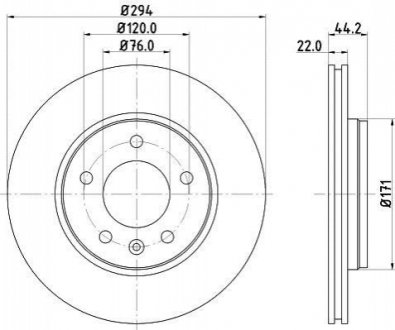 Диск тормозной (задний) VW Crafter 06-11/T5/Multivan V 03-15/T6/Multivan VI 15- (294x22) HELLA 8DD355109-701