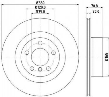 Диск тормозной (задний) BMW X3 (F25)/ X4 (F26) 10- (330x20) HELLA 8DD355119-541 (фото 1)