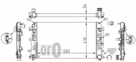 Радиатор охлаждения MB Sprinter/VW Crafter 06- (+AC) (414x680x34 mm) DEPO 054-017-0035 (фото 1)