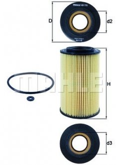 Фильтр масляный Hyundai Sonata V/ Kia Sorento 3.3 05- MAHLE / KNECHT OX773D (фото 1)