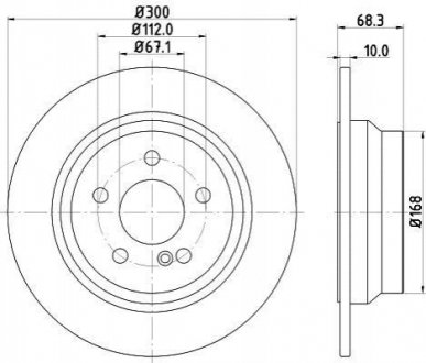 Диск тормозной (задний) MB E-class (W211/W212/S211/S212) 02-09 (300x10) HELLA 8DD355108-841 (фото 1)