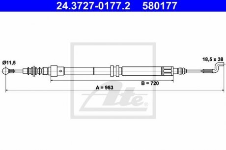 Трос ручника (задний) VW T4 90-03 (943 mm) ATE 24.3727-0177.2