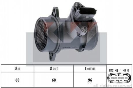 Расходомер воздуха Fiat Doblo 1.3 JTD 16V 04-06 KW 491 158