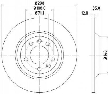 Диск тормозной (задний) Citroen C5 08-/ Peugeot 508 11- (290x12) HELLA 8DD 355 110-801 (фото 1)