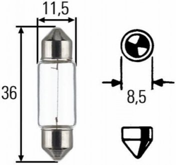 C5W 12V 5W Лампа розжарювання (LONG LIFE UP TO 3x) LONGER LIFETIME HELLA 8GM 002 092-171 (фото 1)