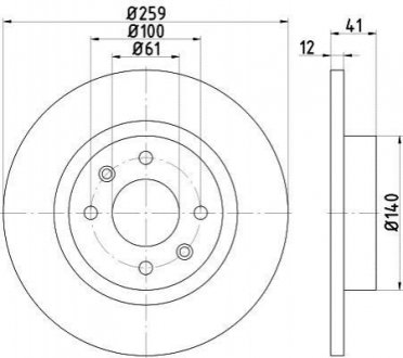 Диск тормозной (передний) Renault Logan 04-/Twingo 96-/Smart 14- (259x12) HELLA 8DD 355 115-271