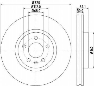 Диск тормозной (передний) Audi A4/A5/A6/A7/Q5 07-17 (320х30) HELLA 8DD 355 117-191 (фото 1)