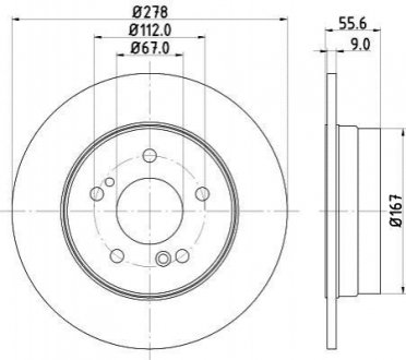 Диск тормозной (задний) MB C-class (W202/W203)/E-class (W124/W210) 93-07 (278x9) HELLA 8DD 355 101-011