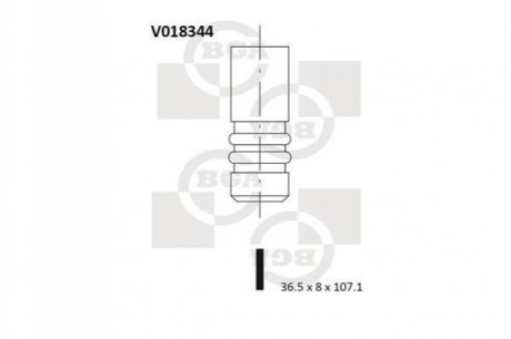 Клапан впуск. Sierra/Mondeo -00 1.8D (36.5x8x107.1) BGA V018344