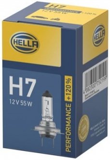 H7 12V 55W Лампа розжарювання PLUS 120% HELLA 8GH 223 498-031