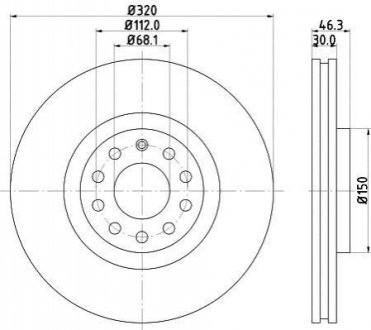 Диск тормозной (передний) Audi A4/A6 97-09/Seat Exeo 08-13 (321x30) HELLA 8DD 355 107-631 (фото 1)