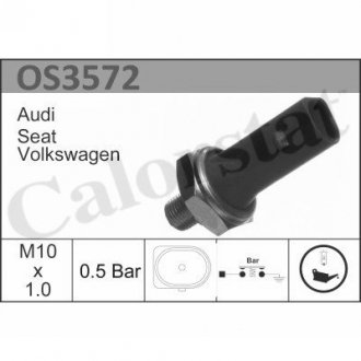 Датчик давления масла VW Crafter/T5 2.0TDI 09- (0.5 bar) (зеленый) Vernet OS3572 (фото 1)