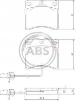 Колодки тормозные (передние) VW T4 90-03 (+датчик) A.B.S. 37144