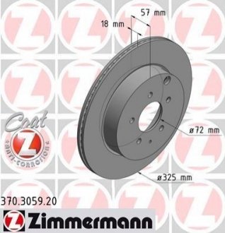 Диск тормозной (задний) Mazda CX-7 09-/CX-9 06- (325x18) ZIMMERMANN 370.3059.20
